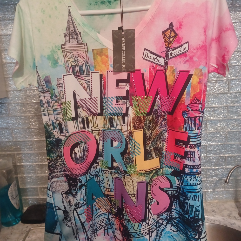 Desire Collection Colorful New Orleans Graphic Blouse